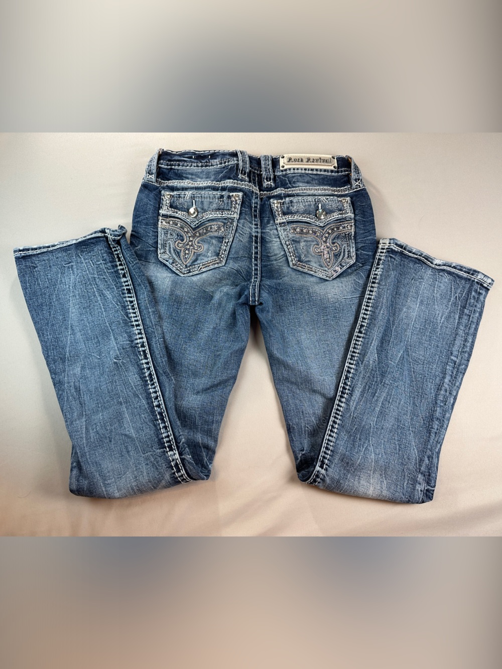 Rock Revival Bootcut Jeans 4 27 Beet Red Mid Rise Embroidered Y2K Embellished